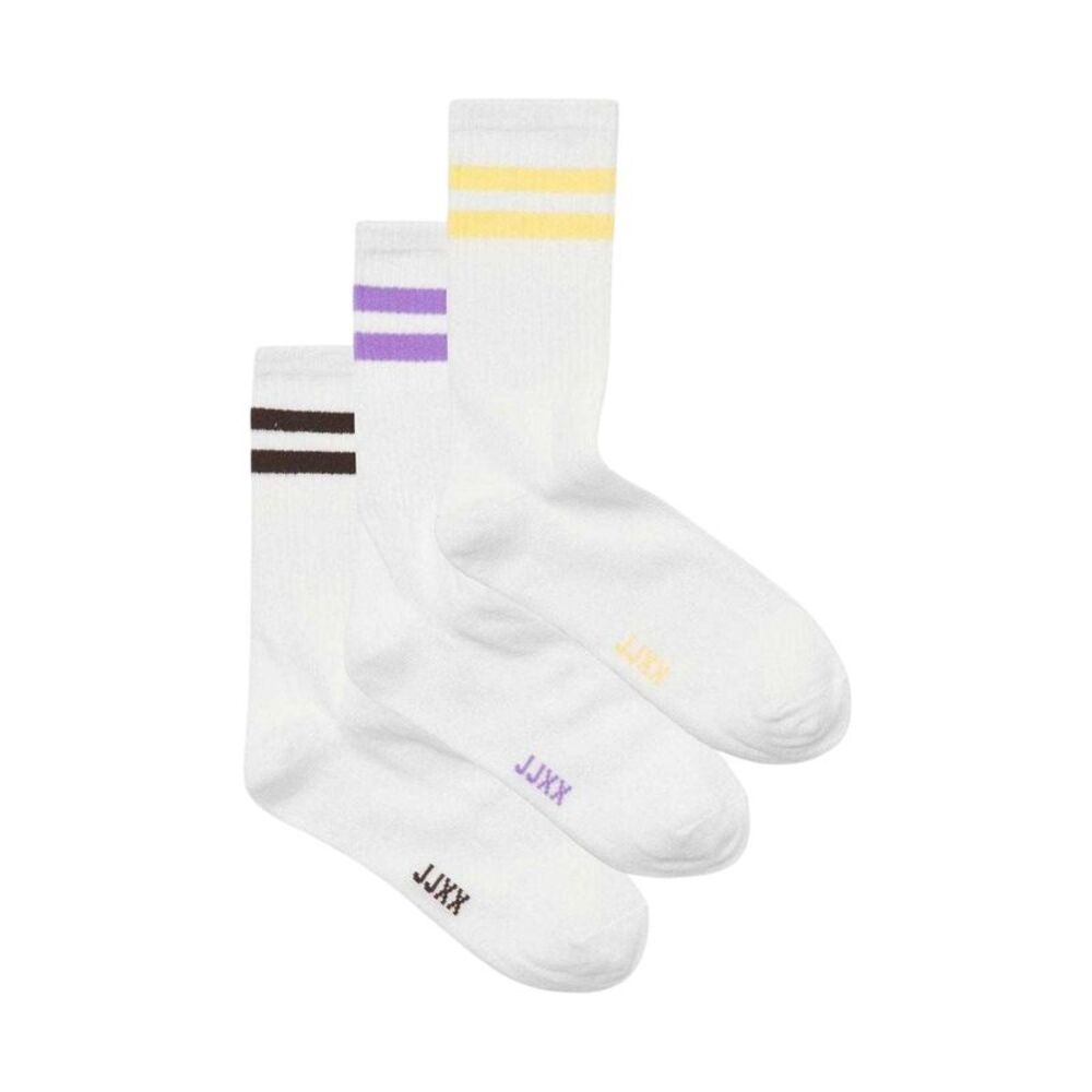 JJXX Womens/Ladies Tennis Crew Socks (Pack of 3) / White/Multicolored